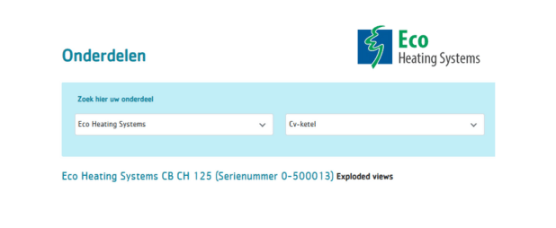 Bestellen onderdelen cv-ketels en warm tapwaterketels Eco Heating Systems