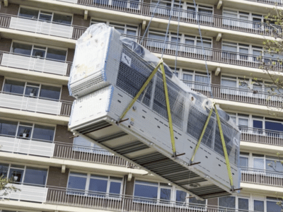 Warmtepomp met groot vermogen geplaatst